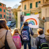 Intervento della Digos davanti a una primaria di Genova: lo striscione rimesso dopo le proteste
