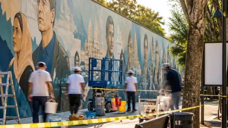 A Bari il murale dedicato a Falcone torna visibile dopo l'imbrattamento al parco Maugeri