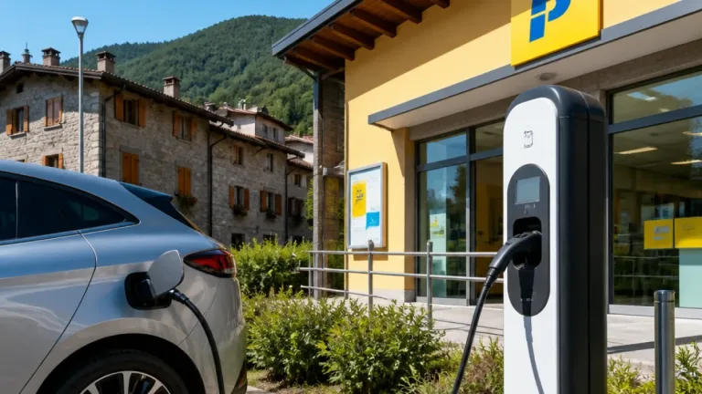 A Fiumalbo attiva la nuova colonnina di ricarica: Poste amplia le infrastrutture elettriche in provincia