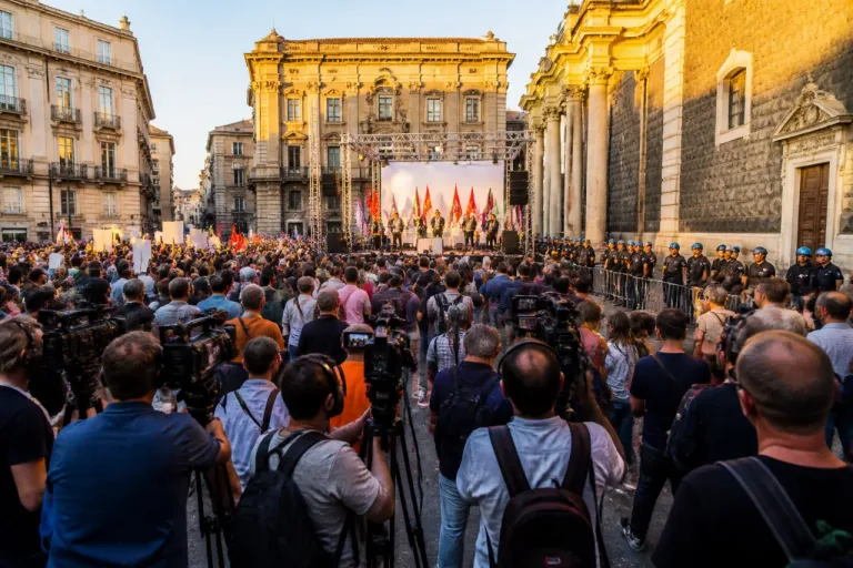 A Napoli il primo comizio del "campo largo": tensioni in piazza e la promessa del salario minimo