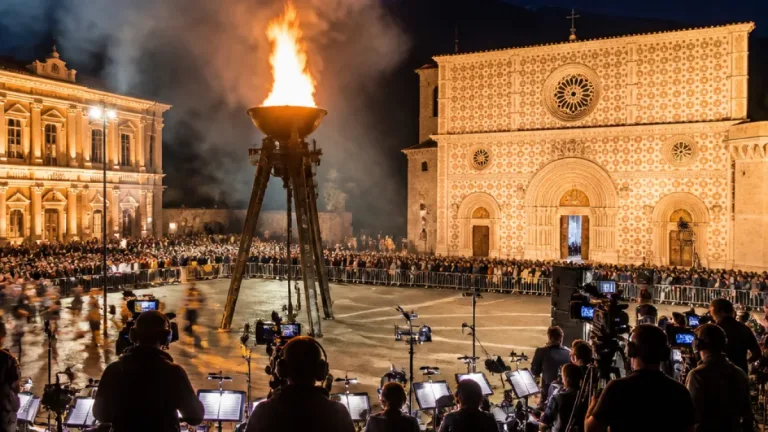All’Aquila parte la 732ª Perdonanza: spettacolo in diretta Rai1 e rito del Fuoco del Morrone