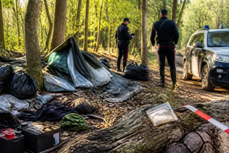 Carabinieri smantellano tre bivacchi abusivi nei boschi di Asciano: sequestrata droga e avviata bonifica