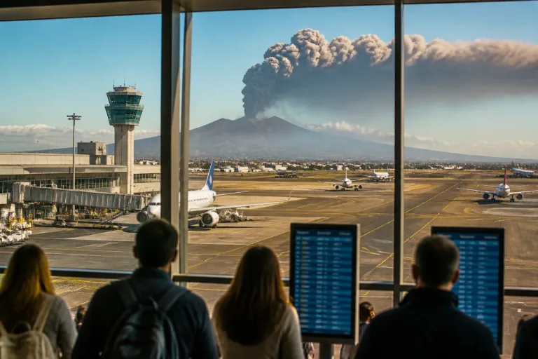Catania, nube di cenere dall'Etna: arrivi ridotti e limitazioni ai voli