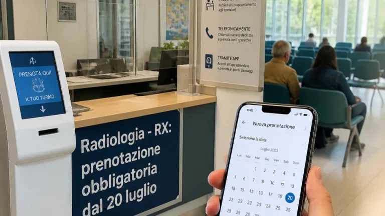 Da lunedì 20 luglio prenotazione obbligatoria per Rx urgenti e a breve in tutta la provincia