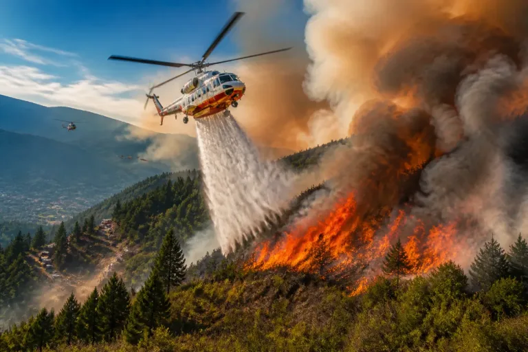 Elicottero Erickson operativo da Cameri per sostenere lo spegnimento degli incendi nel Vco