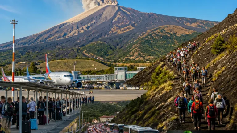 Eruzione dell'Etna: aeroporto bloccato, strade intasate e decine di escursionisti al vulcano
