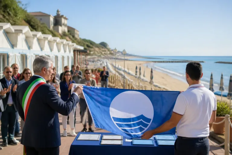 Fermo ottiene l'undicesima Bandiera Blu: il vessillo consegnato agli operatori balneari