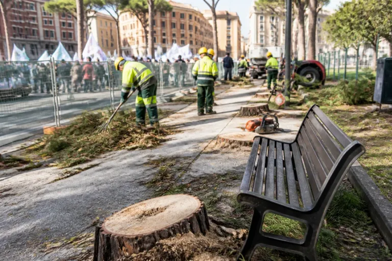 Forlì, contestato l’abbattimento dei pini in viale Roma: Europa Verde parla di perdita di memoria