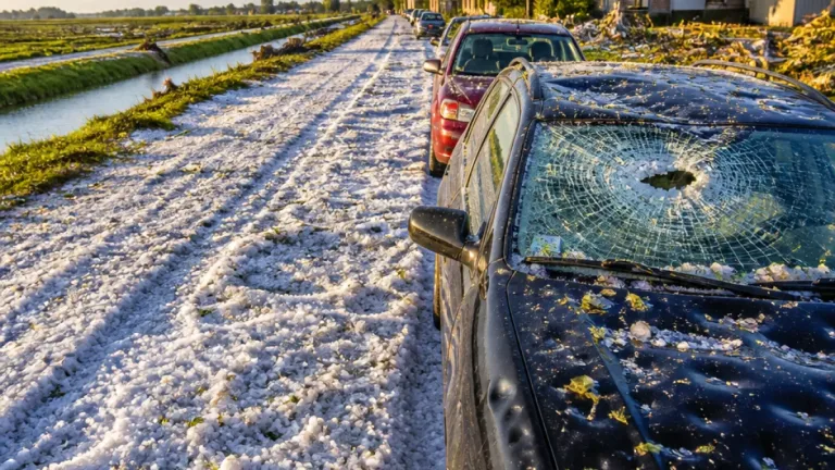 Grandine record nel Delta ferrarese: danni a case, auto e campi nella notte