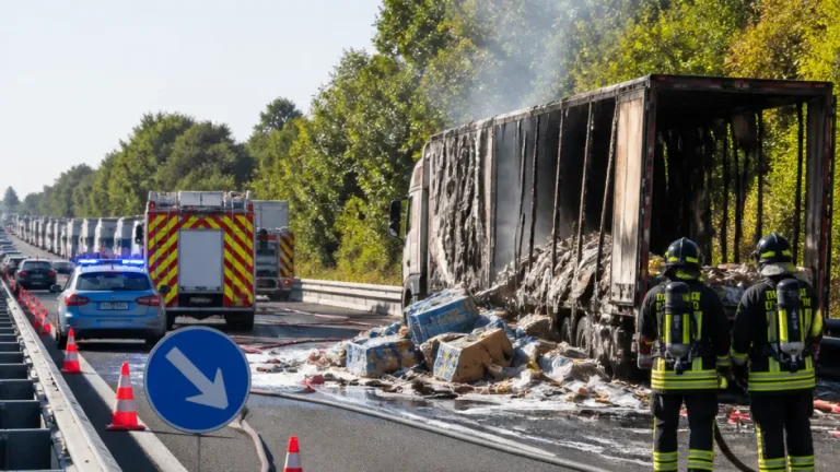 Incendio di un camion sull'A4: disagi alla viabilità tra Novara e Biandrate