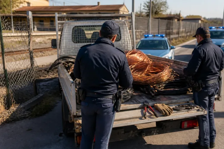 L'Aquila, arrestato un uomo per furto di rame sulla linea ferroviaria nei pressi di Onna