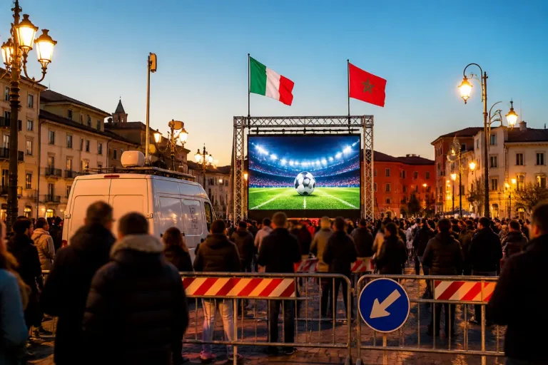 Maxischermo in piazza Falcone: Biella si prepara alla serata di tifo per Marocco-Francia