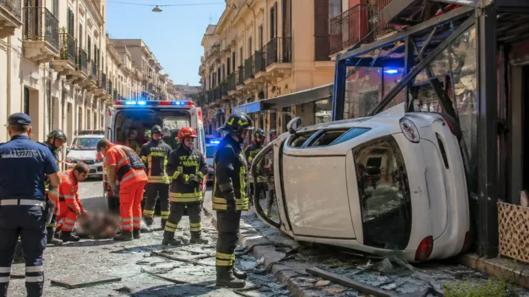 Messina, auto si ribalta in via Santa Cecilia: dehors distrutto e un ferito