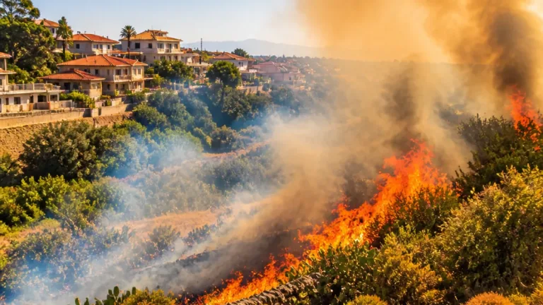 Misterbianco, vasto incendio tra via Verga e Madonna degli Ammalati: case a rischio