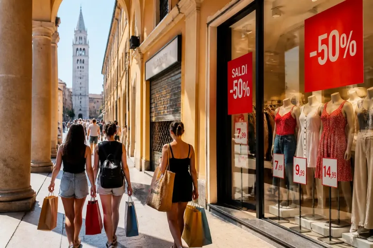 Modena, partono i saldi estivi: spesa media a 209 euro e allarme presaldi