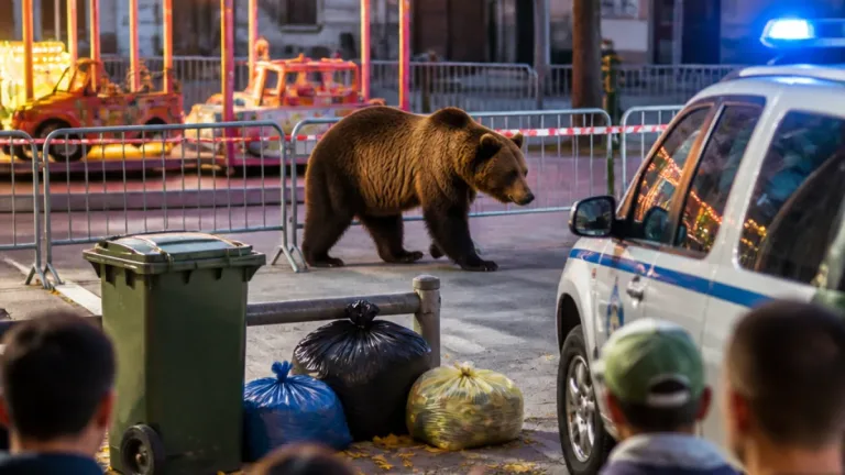 Orso tra le giostre a Villa Scontrone: stop alla vicinanza, comune invita alla prudenza