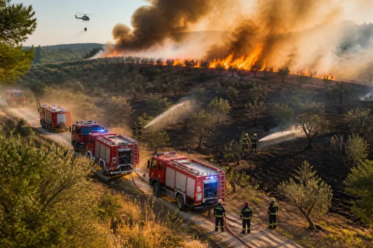 Pesaro: incendio alla Torraccia, fiamme interessano un oliveto e 15.000 mq