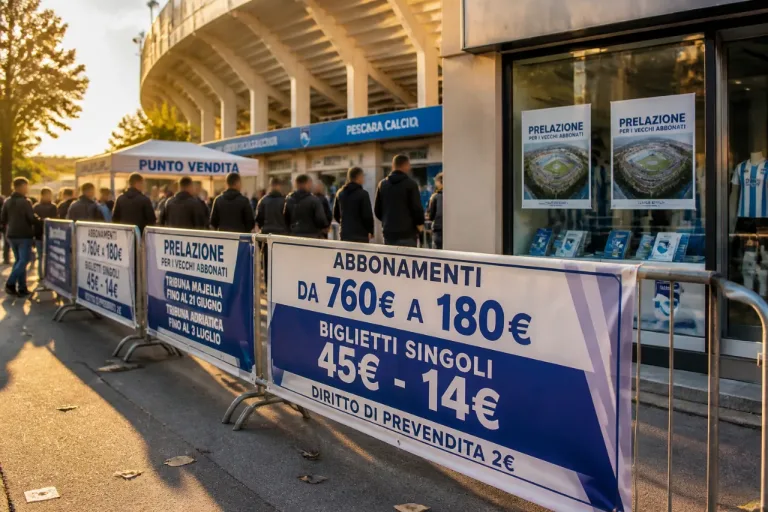 Pescara: al via la campagna abbonamenti 2026/27, prezzi divisivi e modalità di sottoscrizione
