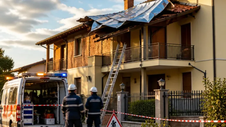 Tempesta di vento a Crema: tetti scoperchiati, una lamiera finisce su una casa