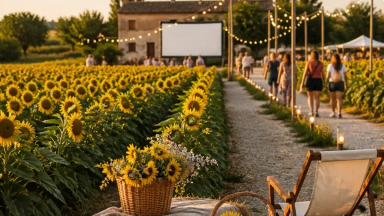 Treviso, a Villorba il ritorno colorato dei campi di girasoli e dei Frutteti Illuminati