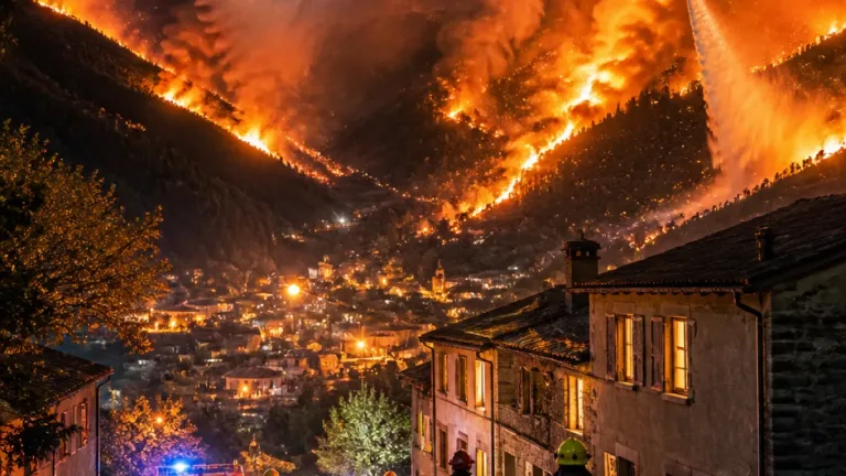 Vento alimenta tre fronti di incendio a Premosello: fiamme minacciano frazioni del Verbano