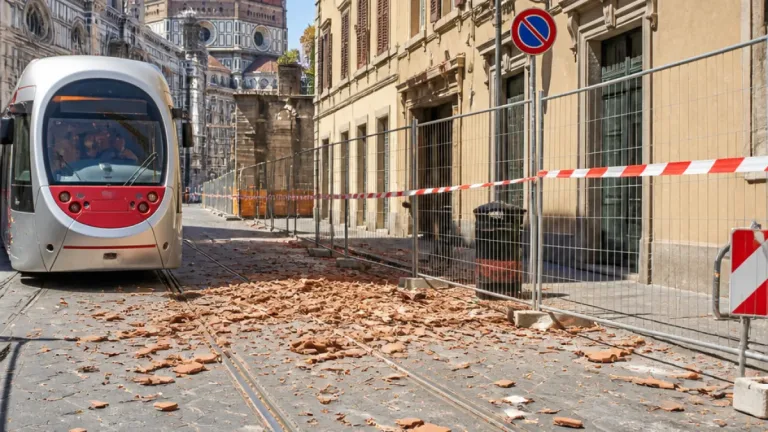Vento improvviso a Firenze: turista ferita da una tegola, chiuse vie e interrotta la tramvia