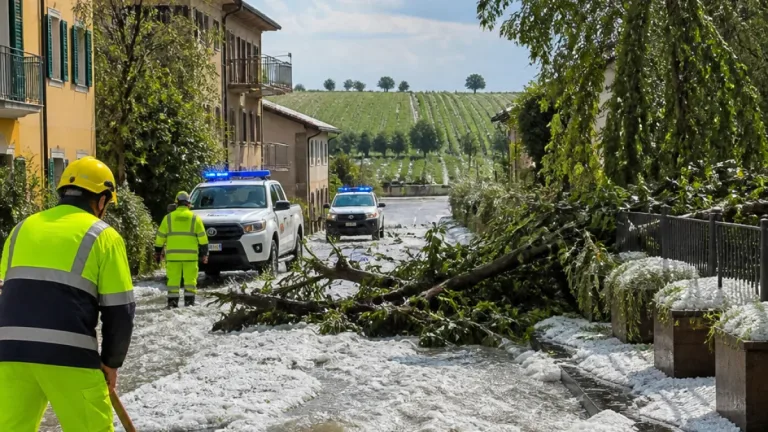 Violenta grandinata in Bassa Mantovana: strade come fiumi di ghiaccio e danni alle colture