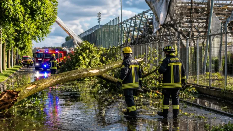 Violento temporale a Parma: alberi caduti, danni allo stadio Lanfranchi e strade allagate